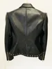 HIGH QUALITY Newest Fashion 2024 Designer Jacket Women's Rope Lacing Up Slim Fitting Leather Blazer 3