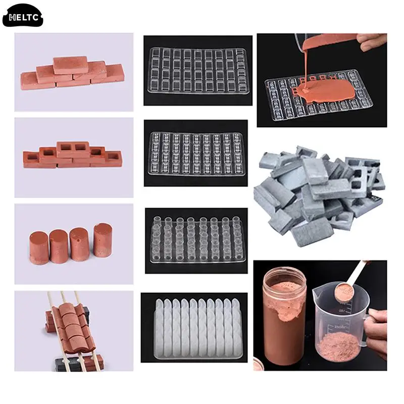 Mini Brick Mold Sand Table Building Making  Silicone Mold Cement Model Brick Small House Handmade Diy Home Decoration