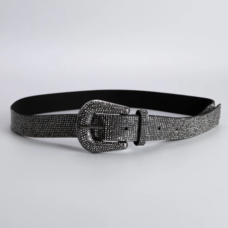 Black Colored Rhinestone Ladies's Strass Belt Classic Elegant Sparkling glass waist Decorate Accessories For Women On dress Coat