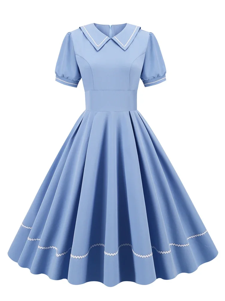 open lace back dress 2PS Blue Rose Spaghetti Strap 1950s Vintage Dress with Long Sleeve Cardigan, Blue / Xs