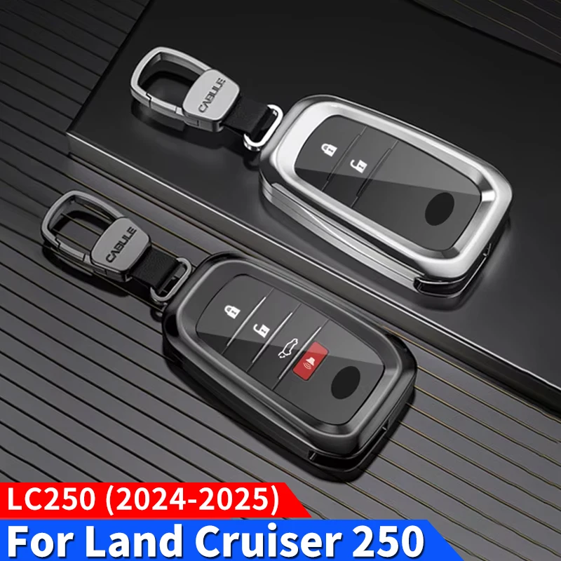 적용 가능 도요타 랜드 크루저 250 2024 2025 프라도 LC250 1958 초판 FJ250 금속 키 쉘 가죽 케이스,업그레이드 액세서리 For Toyota Land Cruiser 250 수정 튜닝