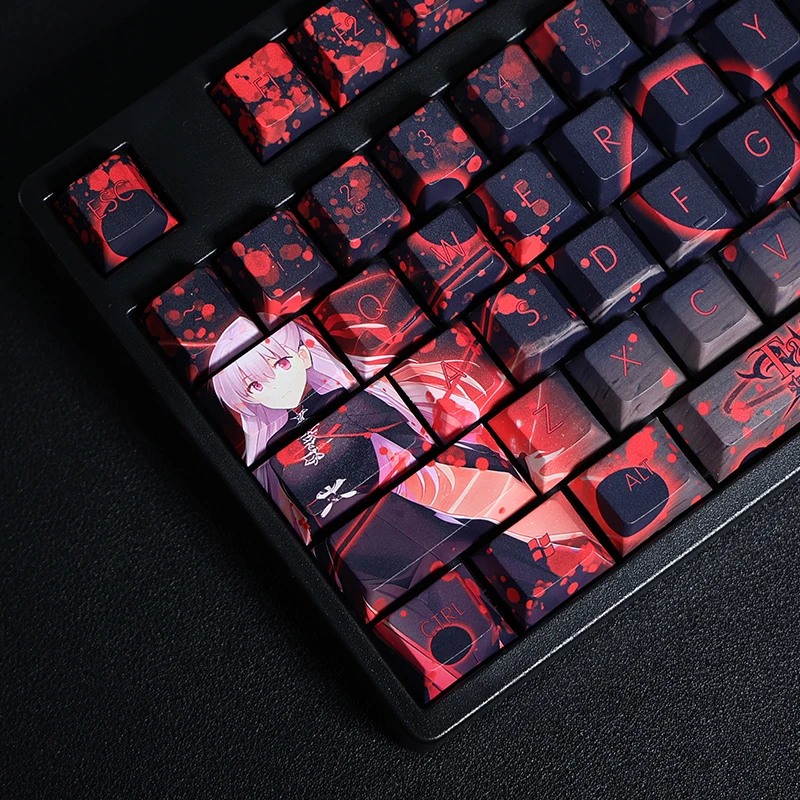 Chaves Pbt Lados Tintura Subbed Keycaps Anime dos Desenhos Animados Gaming Key Caps Cherry Perfil Keycap para o Destino Estadia Noite Matou Sakura 108 - Imagem 2