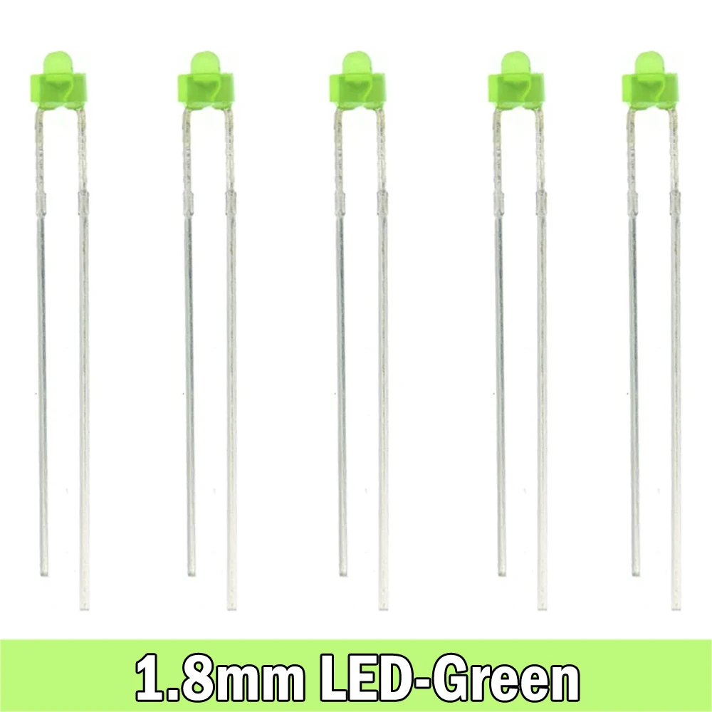 100 LED Diffusi Da 1,8 Mm - Verde - Lente Bianca - Ideale Per Modellismo E Cruscotti - 2