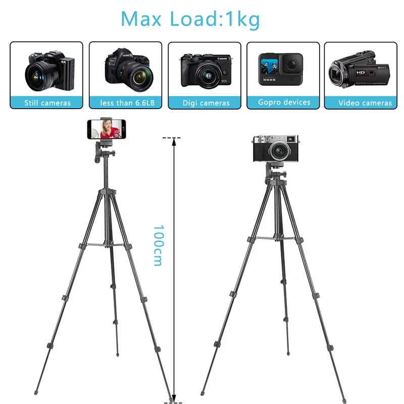 3120 Tripod for Phone 100cm Universal Phone Video Tripod Stand Bluetooth Selfie Remote Video Recording Photography Stand phone tripod