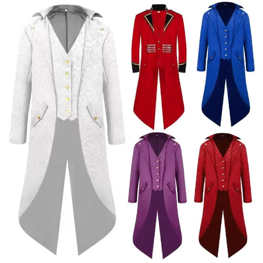 

Victorian Medieval Coat SteamPunk Tuxedo Men Cosplay Costume Tailcoat Gothic Trench Outfit Overcoat Europe Uniform Halloween