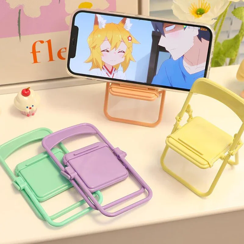 Cute Mini Chair Phone Holder Adjustable Desktop Stand Kawaii Tablet Support Desk Organizer