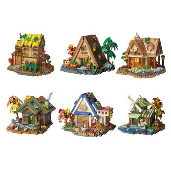 Forest Wooden House Miniature Architectural Model Building Blocks Kids Toys Assembly Mini House Blocks Sets Home Decor 1