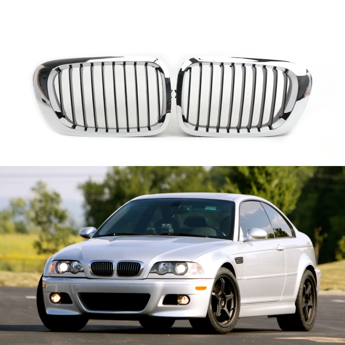 Grilles de calandre diamantées pour pare-chocs avant de voiture,  accessoires de décoration extérieure, style météore, BMW E46, 4 portes, 4D,  série 3, 02-05 - AliExpress