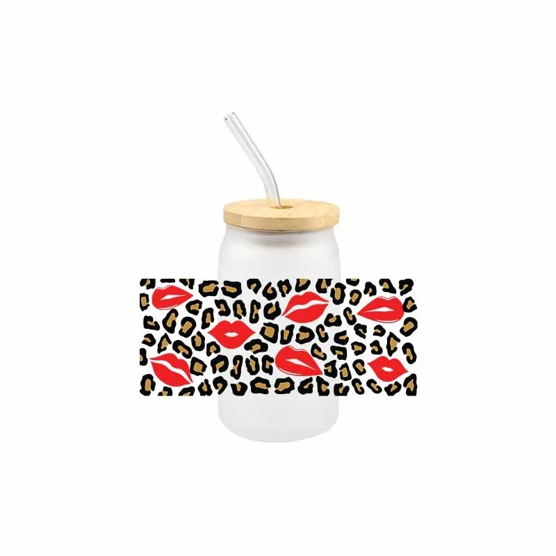 Lips UV DTF Transfer Stickers DIY Iron On Transfer Decals For Wraps Cup Libbey Glaas Cup