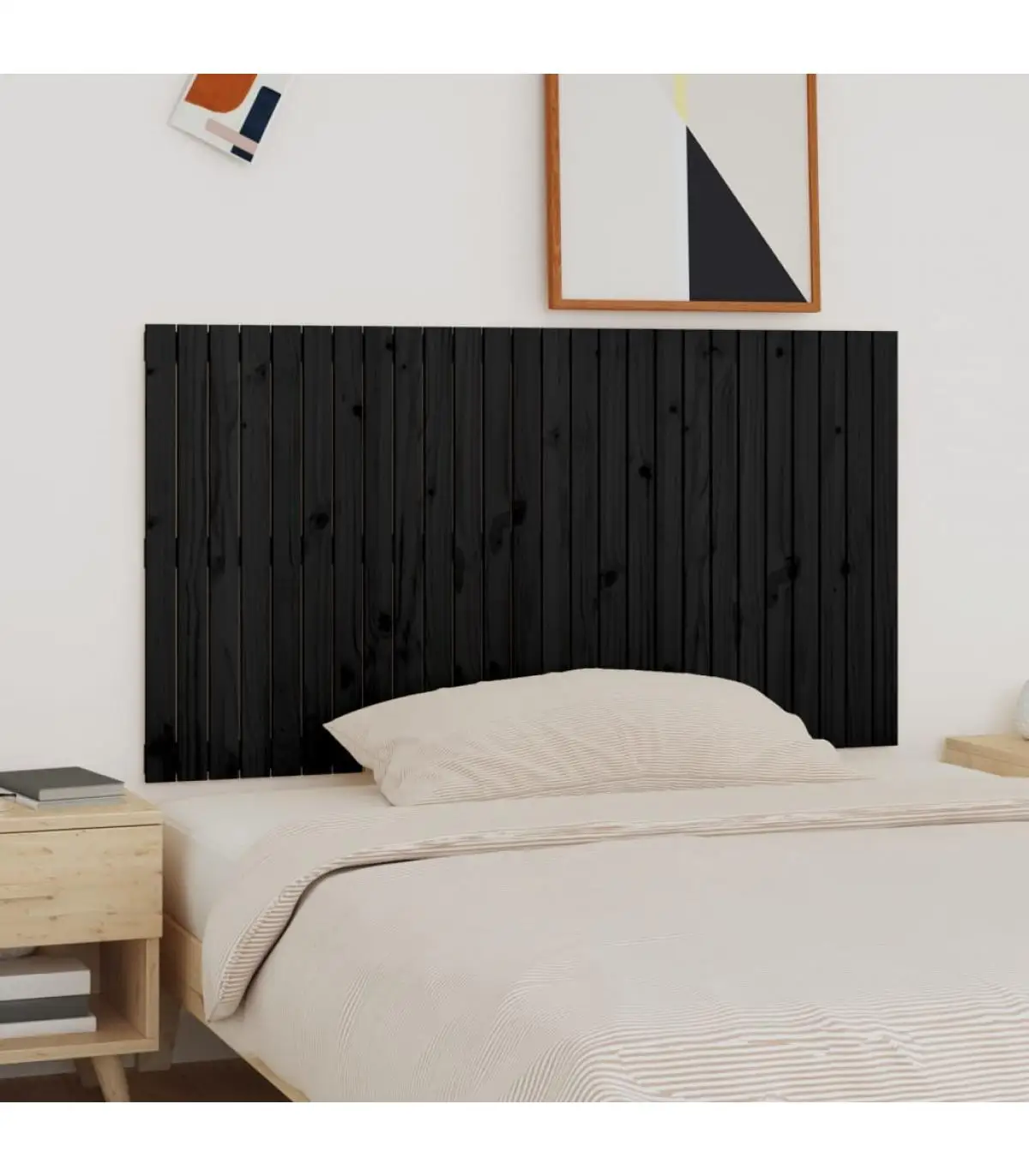 Headboards and Feet Bed Headboard Wall Solid Wood Pine Black 166x3x90