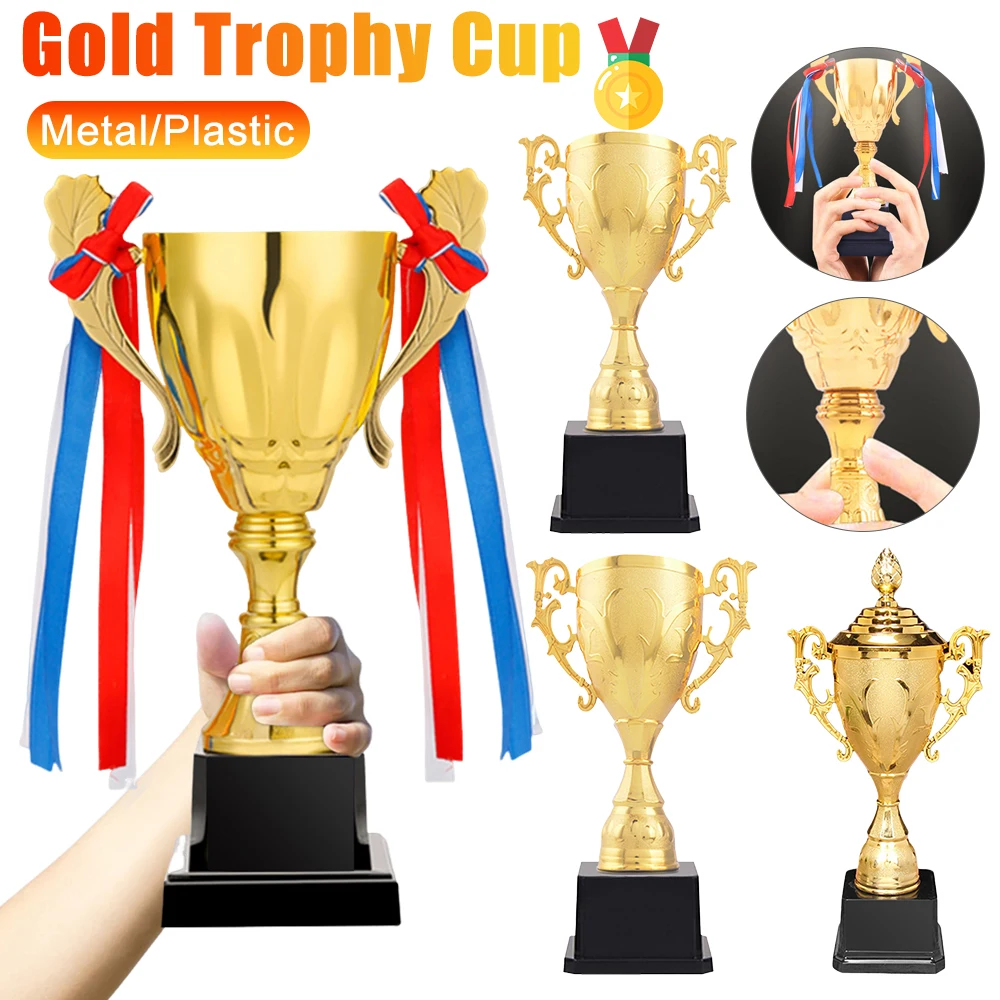 Trophy Cup Metal/Plastic Gold Trophy Cup 23cm Basketball Football Sports Award For Party Ceremony