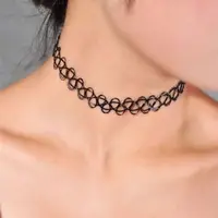 Collier Ras du Cou Noir pour Tatouage Rétro, Bijoux Gothiques artificiel astiques, Multi Documents, Vintage des Années 90 1