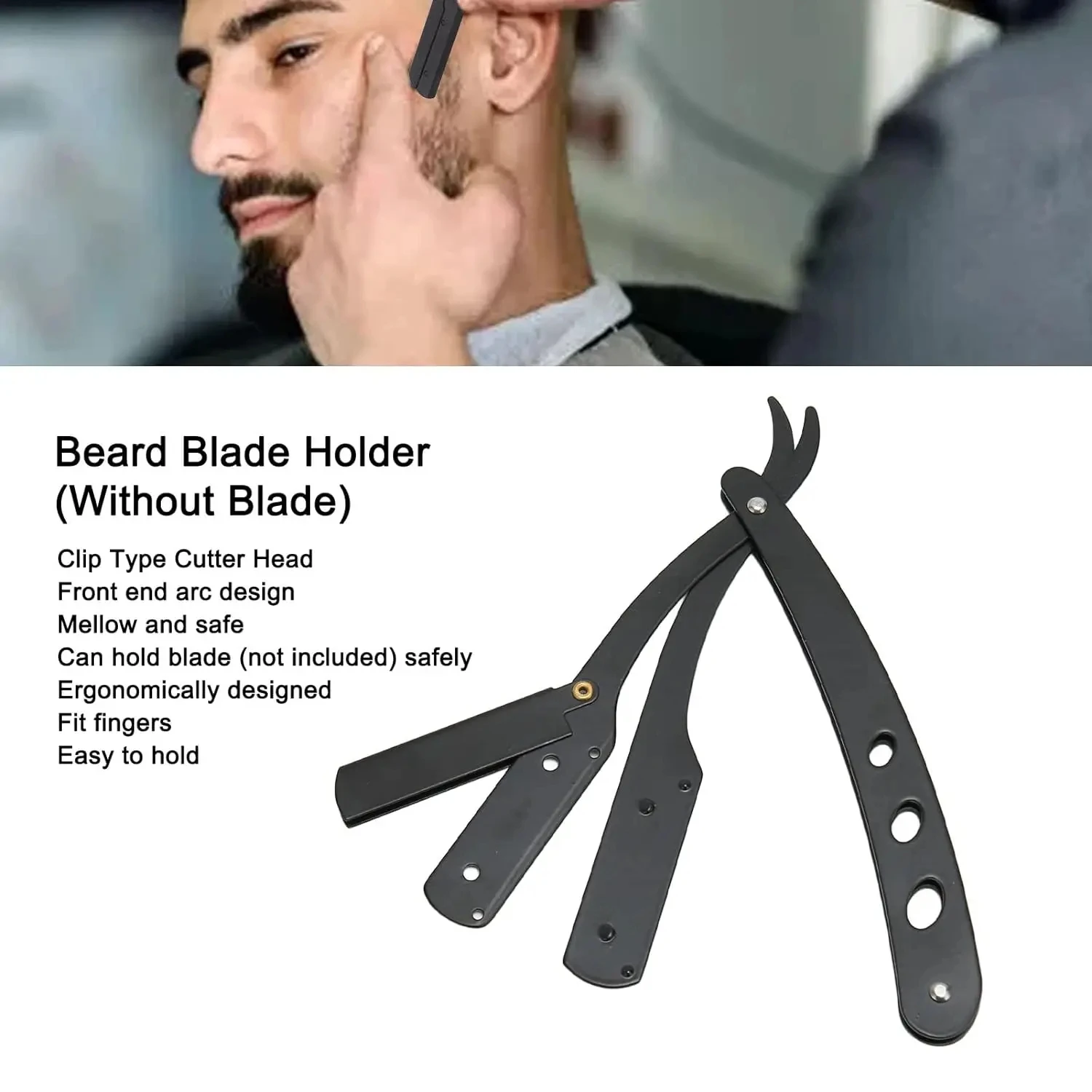 （ 1 Holder+10/20 Blades ）Straight shaver arm, men's folding manual shaver, men's shaver, razor sharp blade barber shop razor 3