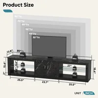 TV Stand for 75/85/86 inch TVs, LED Gaming Entertainment Center for PS5 with Storage Cabinet &Adjustable Glass Shelves 2