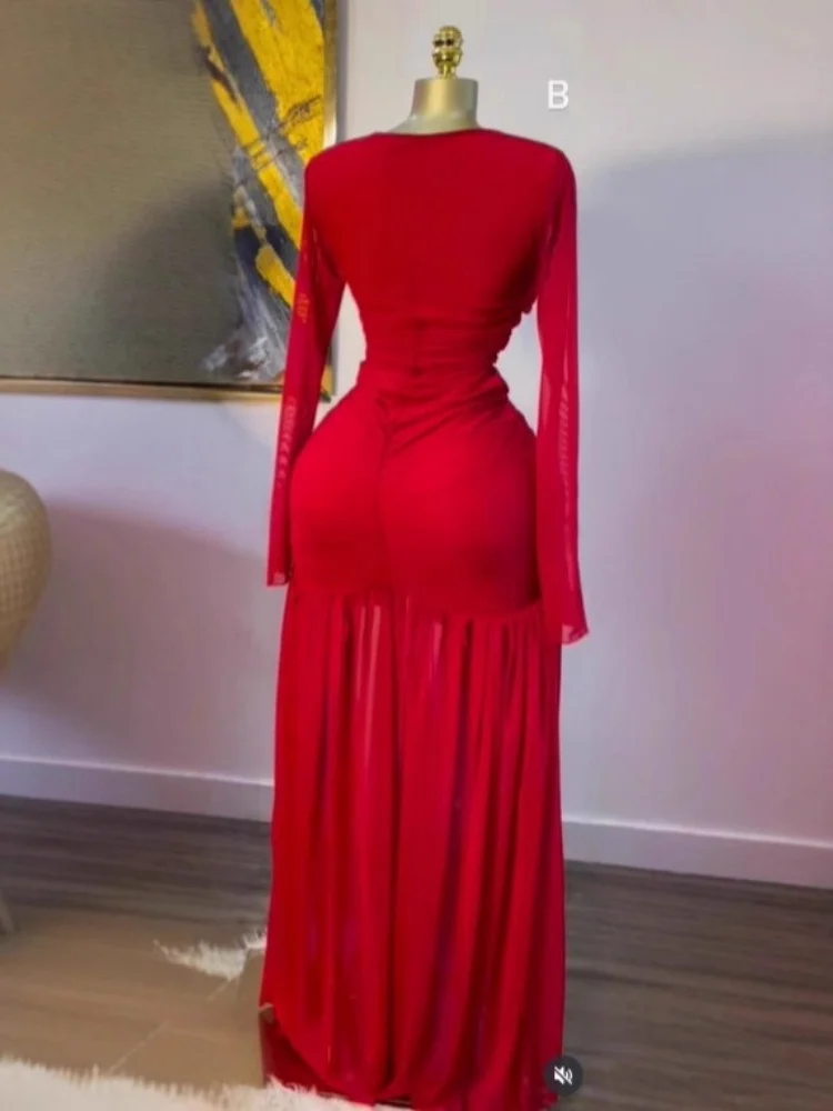 Wmstar Dress Wholesale A Sexy Slimming Strapless Long Solid Color with Cross Border Mesh Fabric Europe America Autumn of 2025