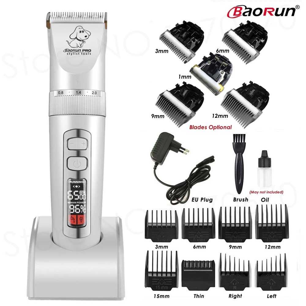 BaoRun P9 Dog Clipper Professional LCD Display Pet Cat Clippers Rechargeable Haircut Machine