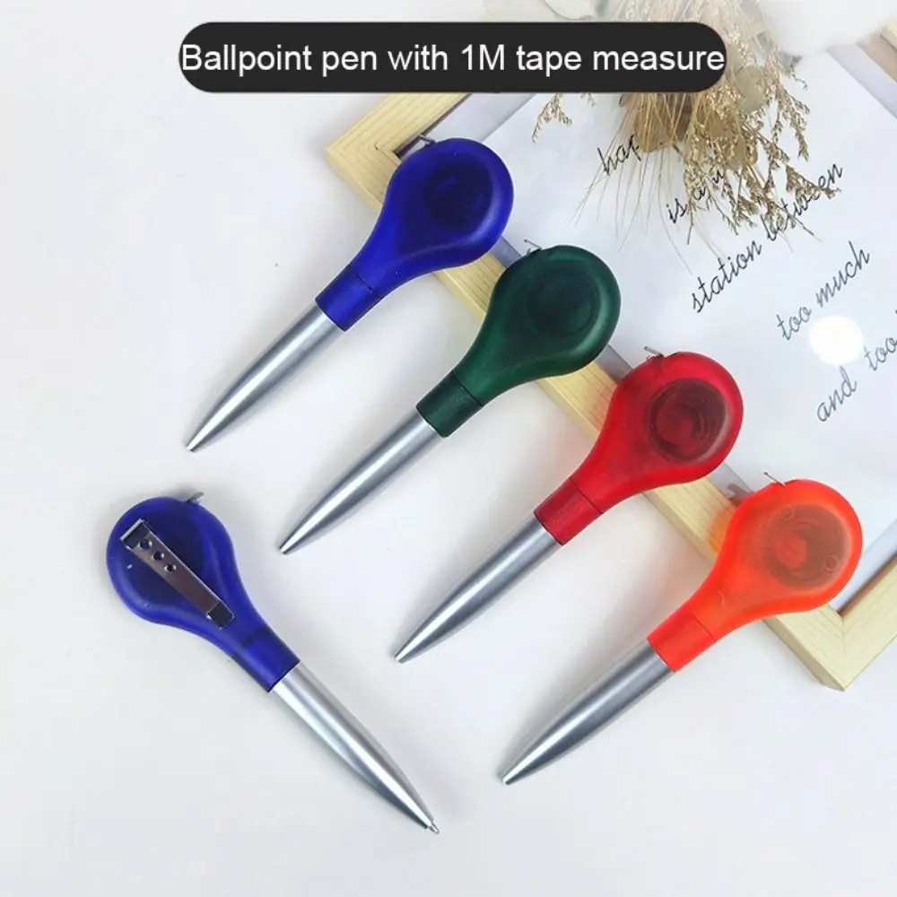 Creative Ballpoint Pen With 1M Telescopic Tape Measure Tool 0.5mm Blue Ink Student Ballpoint Pen School Office Supplies Multifunction Ballpoint Pen Multifunctional Pen Ball Point Pen 1PC