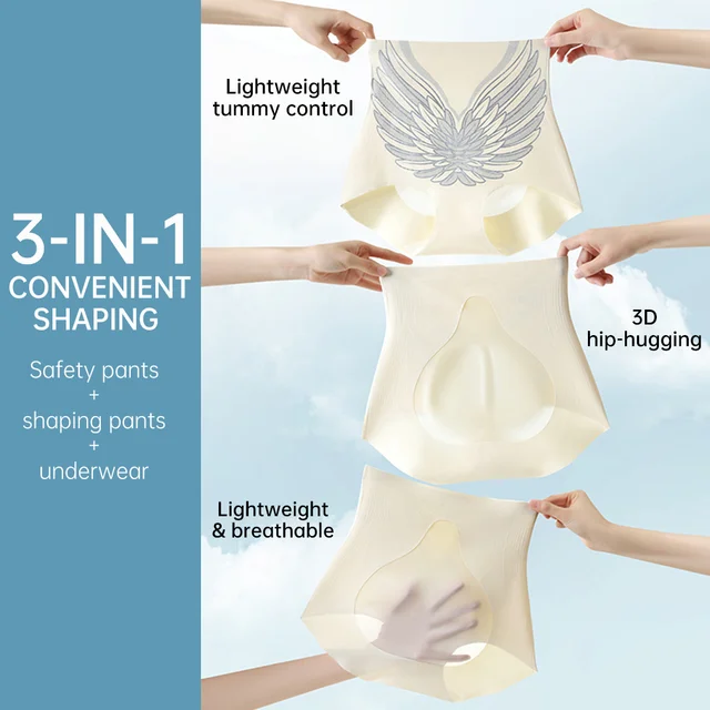 Culotte de contrôle du ventre taille moyenne sans couture, sous-vêtements antibactériens façonnant, couverture complète douce, pantalon de forme abdominale des fesses