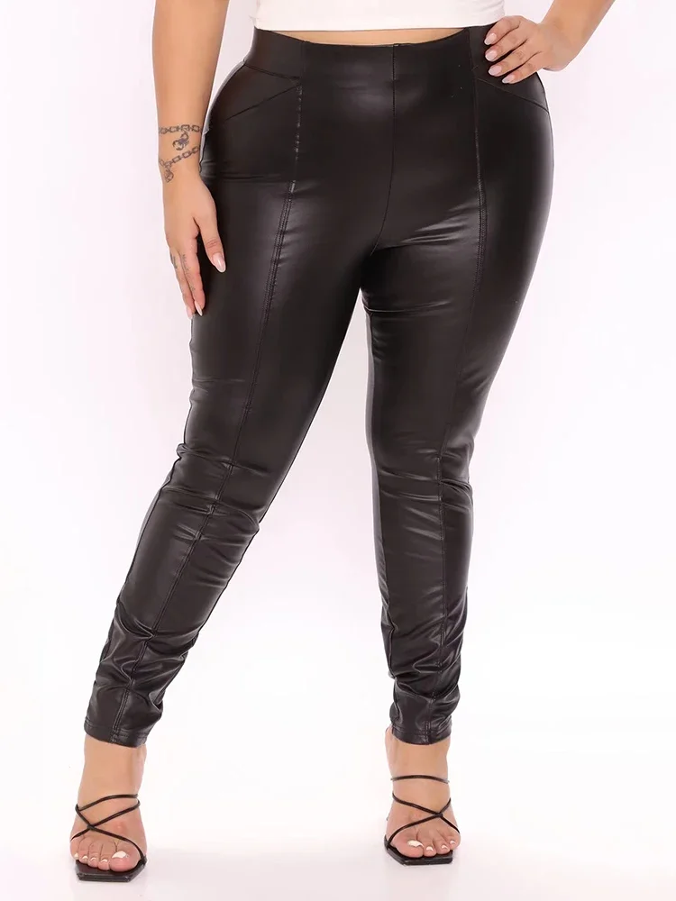 Sexy Plus Size Women Matte Leather Pants 6XL High Waist Stretch Trousers 5XL Ladies Causal Bodycon PU Leggings 7XL New Custom