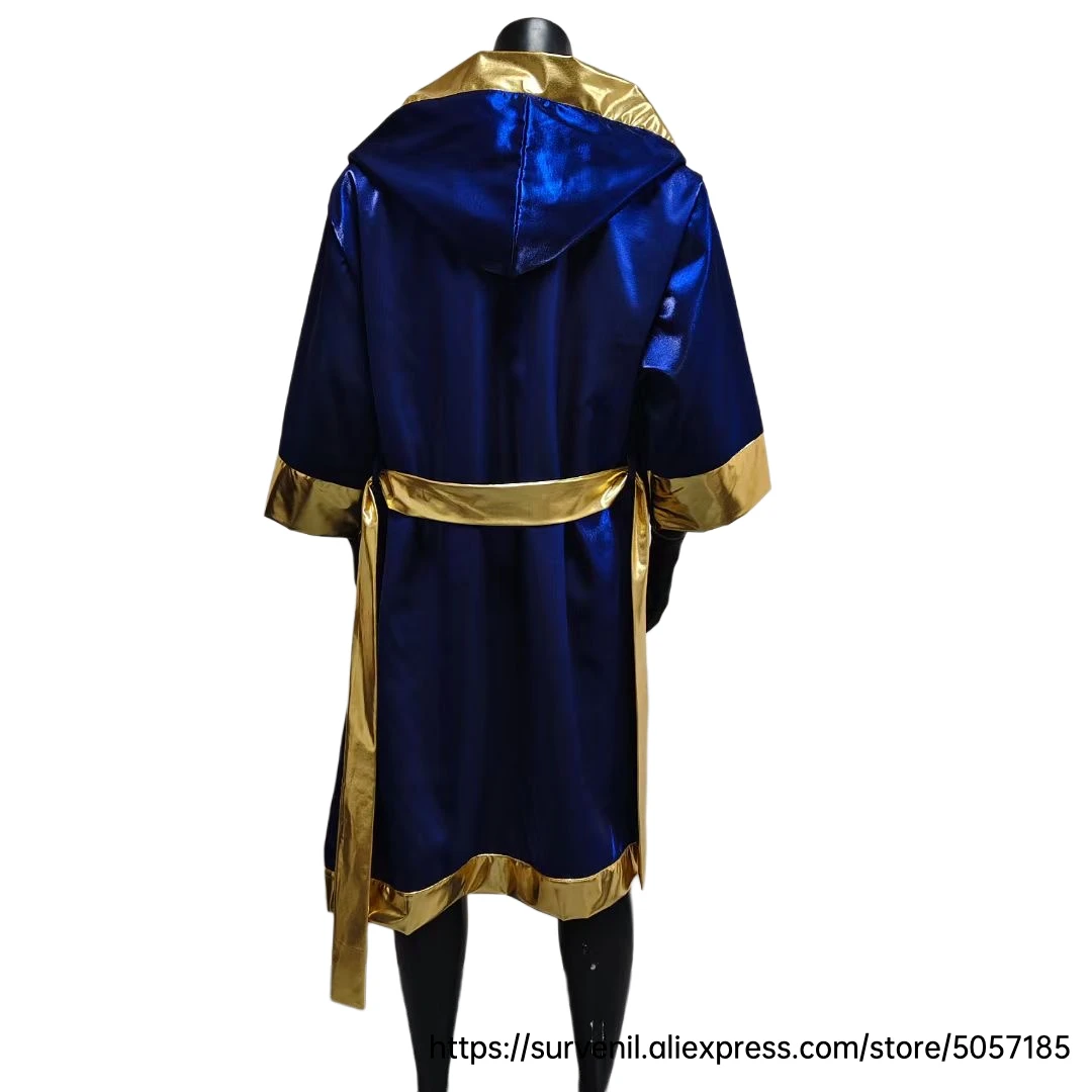 Boxing Robes Men Women Fighter Belted Hooded Kickboxing Boxing Gowns Cloak Blue Black Red Martial Arts Muay Thai Workout Clothes