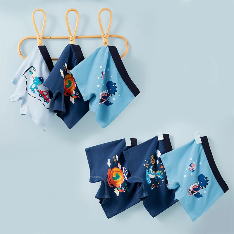 Children Underwear 4 Pcs/Lot Children's Underwear Boys Panties Underpants Dinosaurs Helicopters Cars Cotton Breathable Kids Shorts Boy Boxer Briefs