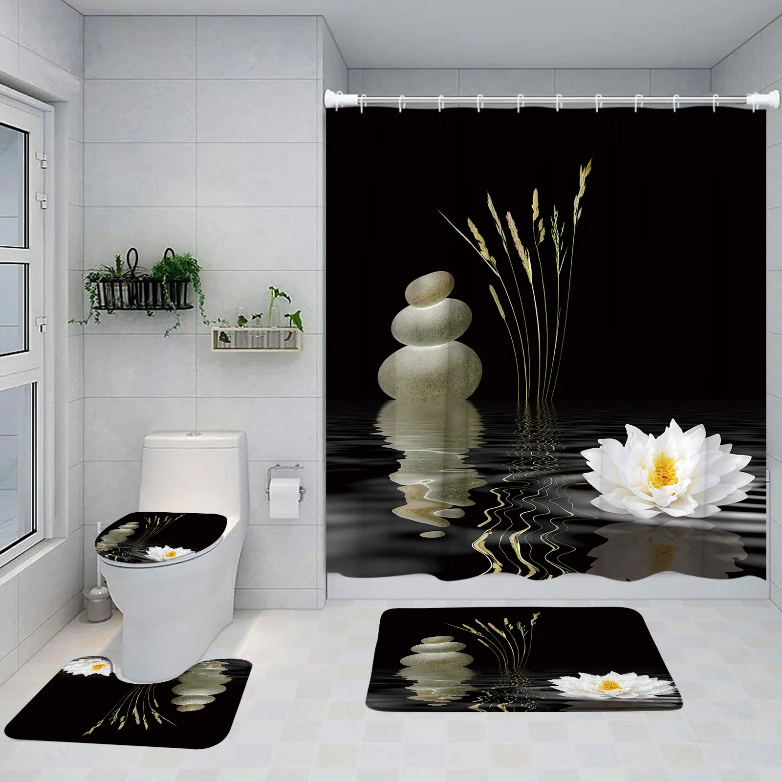 https://ae01.alicdn.com/kf/S19cf473fd49b48448e670987dcbba1a8V/Zen-Green-Bamboo-Shower-Curtain-Set-Pink-Lotus-Orchid-Grey-Stone-Spa-Scenery-Bathroom-Decor-Non.jpg