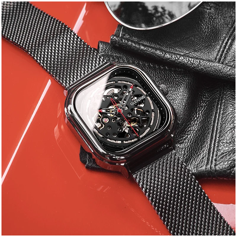 Famoso marchio Shenhua orologio da uomo Vintage automatico meccanico scheletro orologi per uomo in pelle orologio da uomo Relogio Masculino  1511
