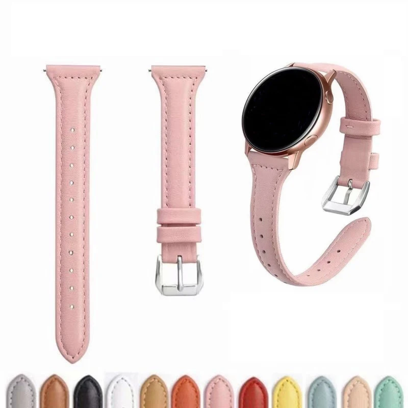 

20mm Leather Strap for Samsung Watch 4 5 40mm 44mm Bracelet for Samsung Galaxy Watch 5 Pro Classic 42mm 46 Active 2 Smart Band