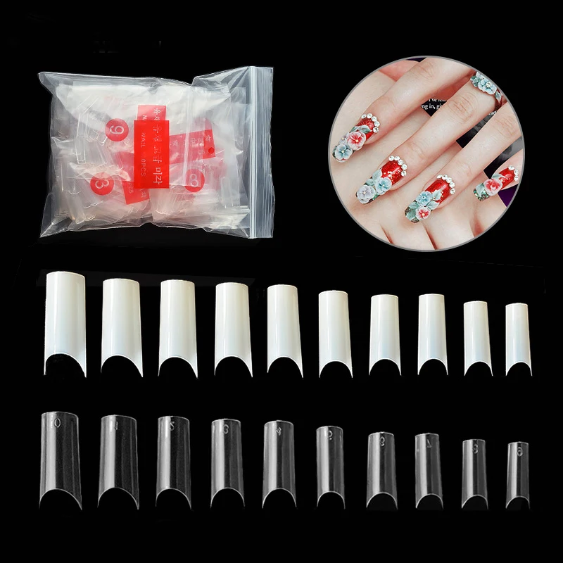 

500 Pcs Half French False Nail Art Tips C Curved Fake Nails Acrylic UV Gel Tip Manicure Ultra Flexible