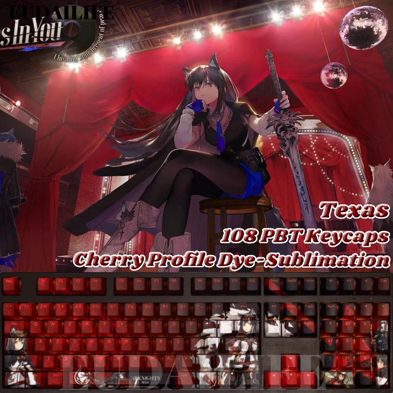 

Кепки для клавиш Texas 108, сублимационная печать, реле вишни, переключатель для механической клавиатуры в подарок