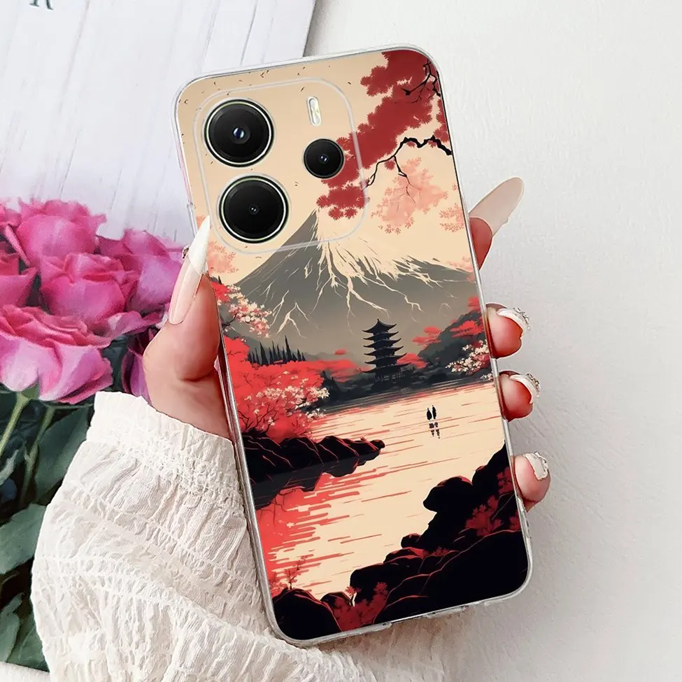 Clear Aesthetic Luxury Cute Cat & Floral Painted Soft Phone Case Cover