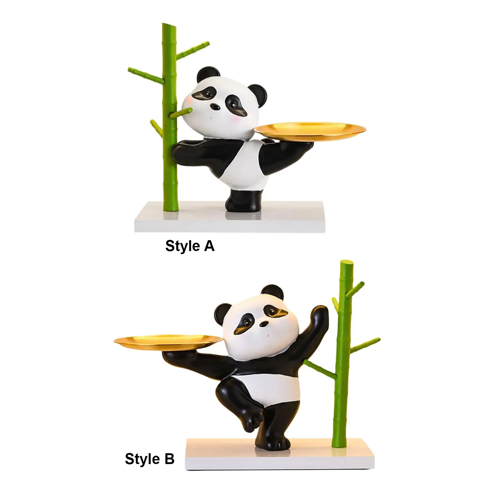 

Panda Figurine Desk Storage Tray Multipurpose Collectible Animal Sculpture for Bookshelf Living Room Office Cabinet Tabletop