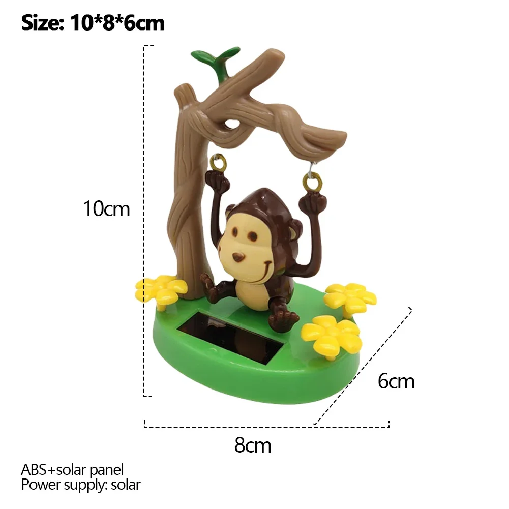 Solar Car Toy Solar Powered Swing Monkey Cute Car Dashboard Bobblehead for Car Interior Decoration