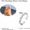 Fansilver S925 Sterling Silver Toe Rings for Women  Snake Cubic Zirconia Daisy Flower Open Toe Ring Set Foot Jewelry for Summer 6