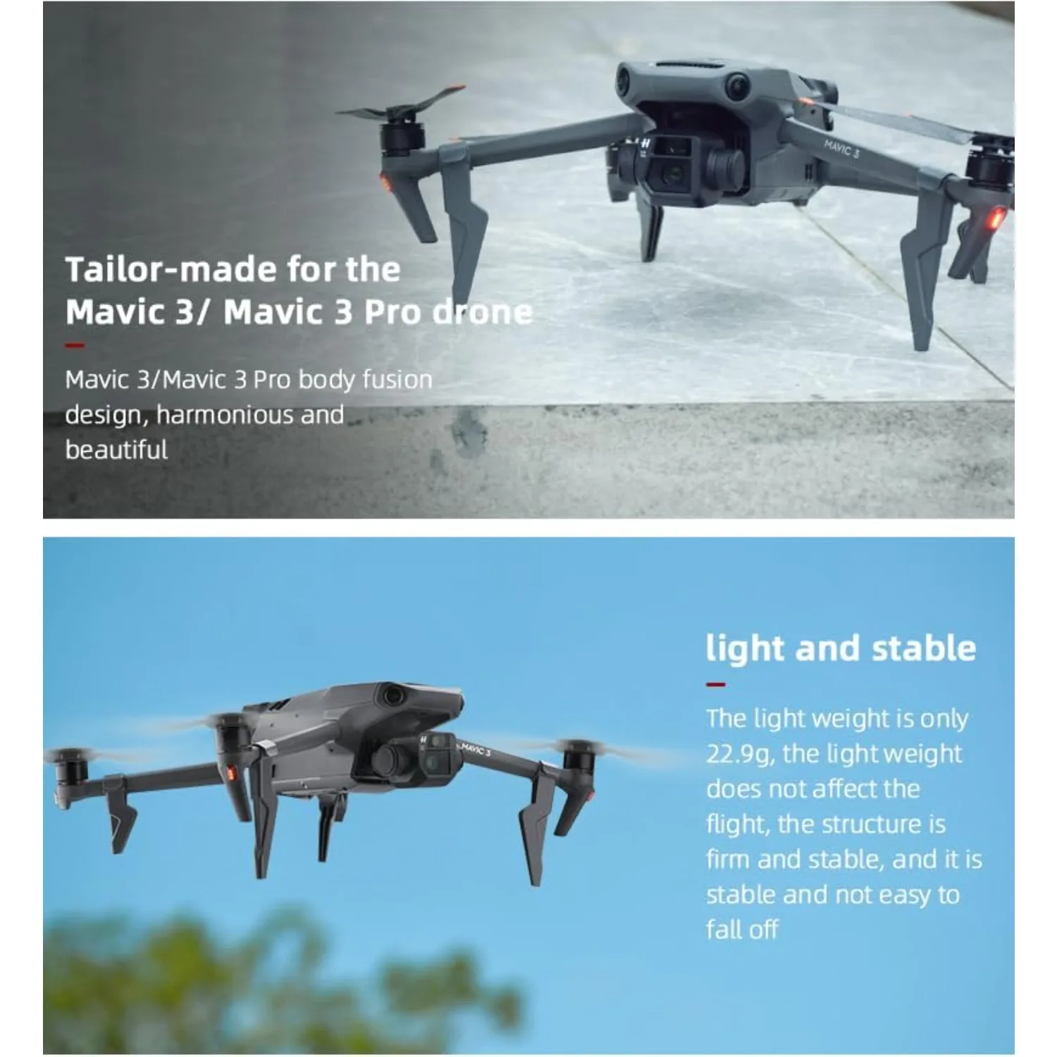 DJI Mavic 3 및 3 드론 교체용 액세서리와 호환되는 클래 랜딩 기어 다리 확장 장치