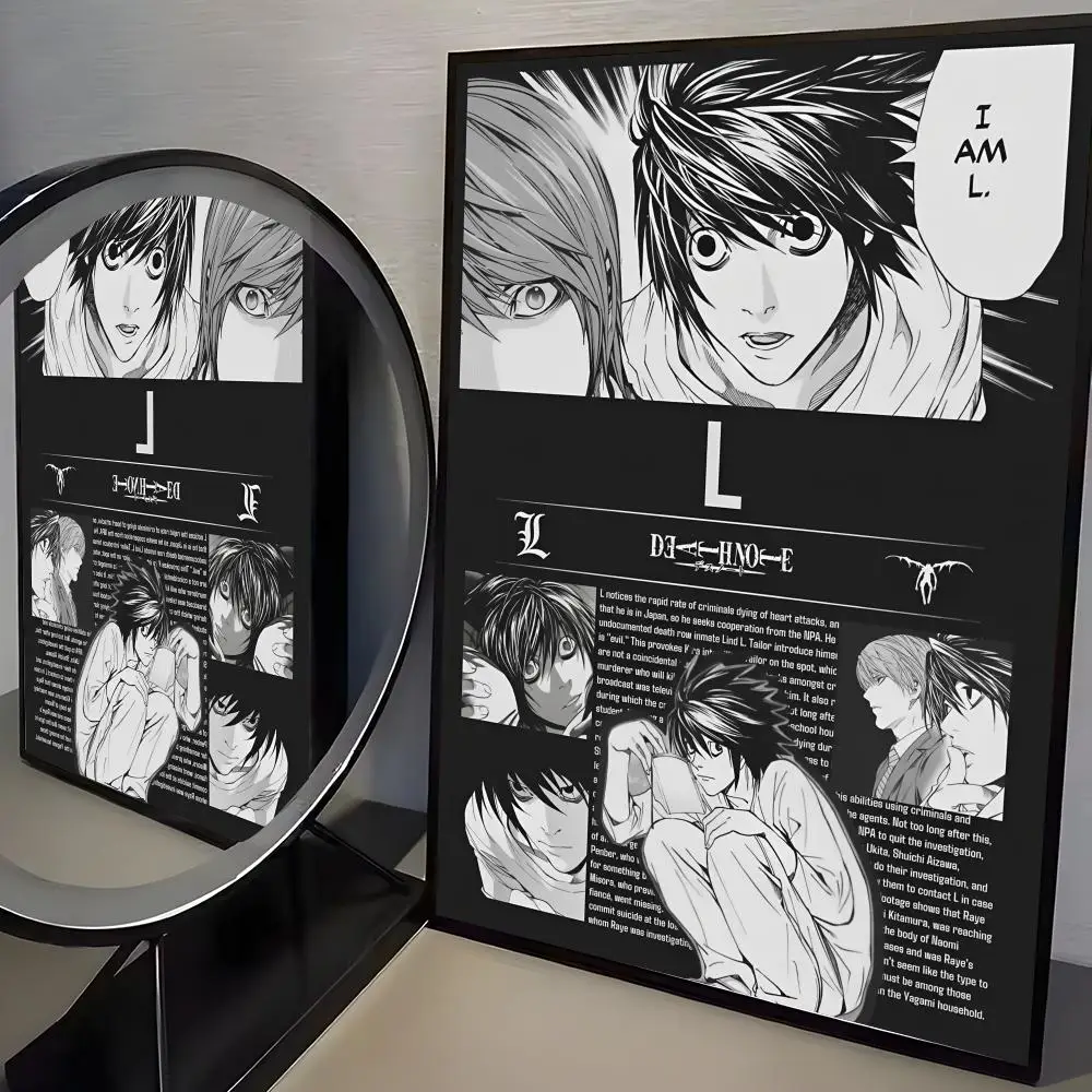 Anime D-Death Note Gemälde Kalligraphie Hochwertige Baumwolle Leinwand Poster Wandkunst für Wohnzimmer Moderne Kaffeehaus Dekor – Detail 13