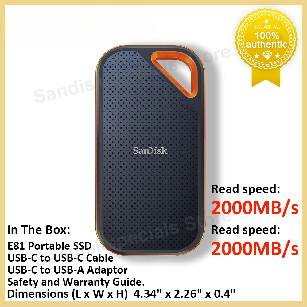 SanDisk ޴ SSD E30 E61 E81 ϵ ̺, CŸ USB3.2 Gen 2, Ʈ ī޶ Ǵ    ָ Ʈ ũ
