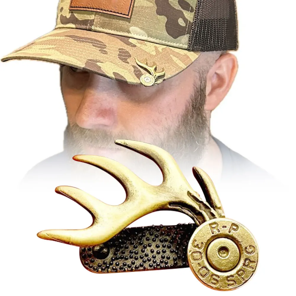 Hat Clips for Brim Brass Antler Hat Clip Metal Brim Clip for Outdoorsman Handcrafted Brass Hunting Accessories Gift outdoor clips
