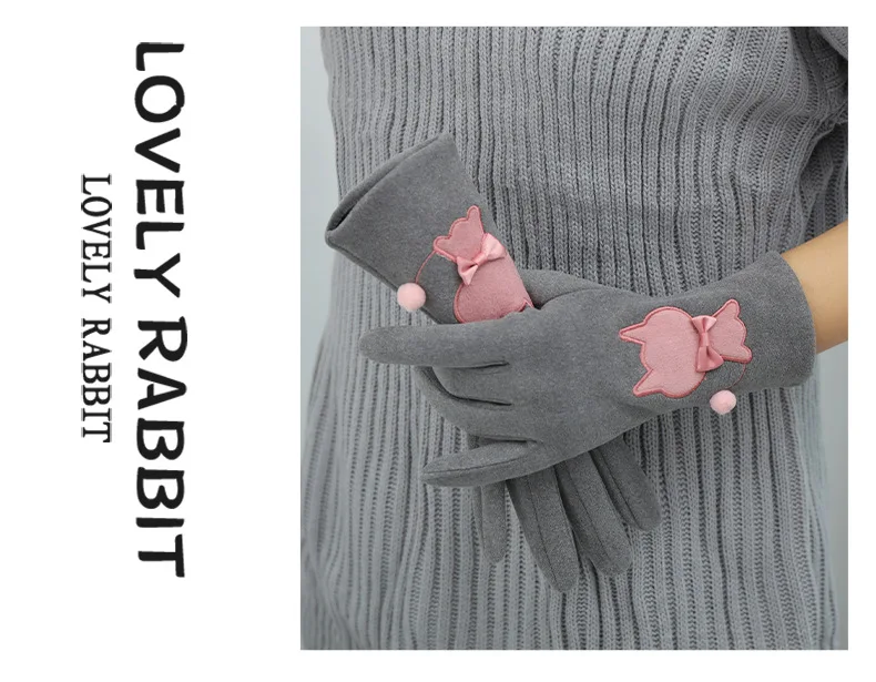 Women Autumn Winter Keep Warm Touch Screen Cute Lovely Sweety Cartoon Cat Drive Cycling Soft Gloves Elasticity Windproof