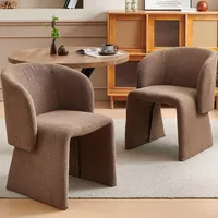Barrel Dining Kitchen Chairs Set of 2, Modern Mid Century Living Room Chairs Upholstered Round Backrest Accent Side Chairs 1