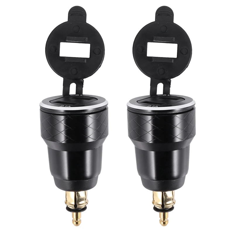 

3x Двойной адаптер 5 в 2,1 а Din к USB, Европейское Зарядное устройство USB из алюминиевого сплава для мотоцикла, разъем для разъема питания