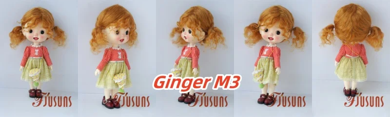 Fjusuns  JD816 Full Sizes  Soft Messy Baby Curly Twins Pony Mohair BJD Doll Wigs