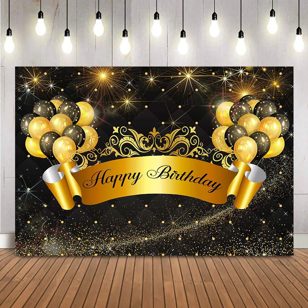 

Золотой блестящий фон для дня рождения, красочные воздушные шары, Фотофон для взрослых и женщин, дневной свет, фотография, баннер «сделай сам» на заказ