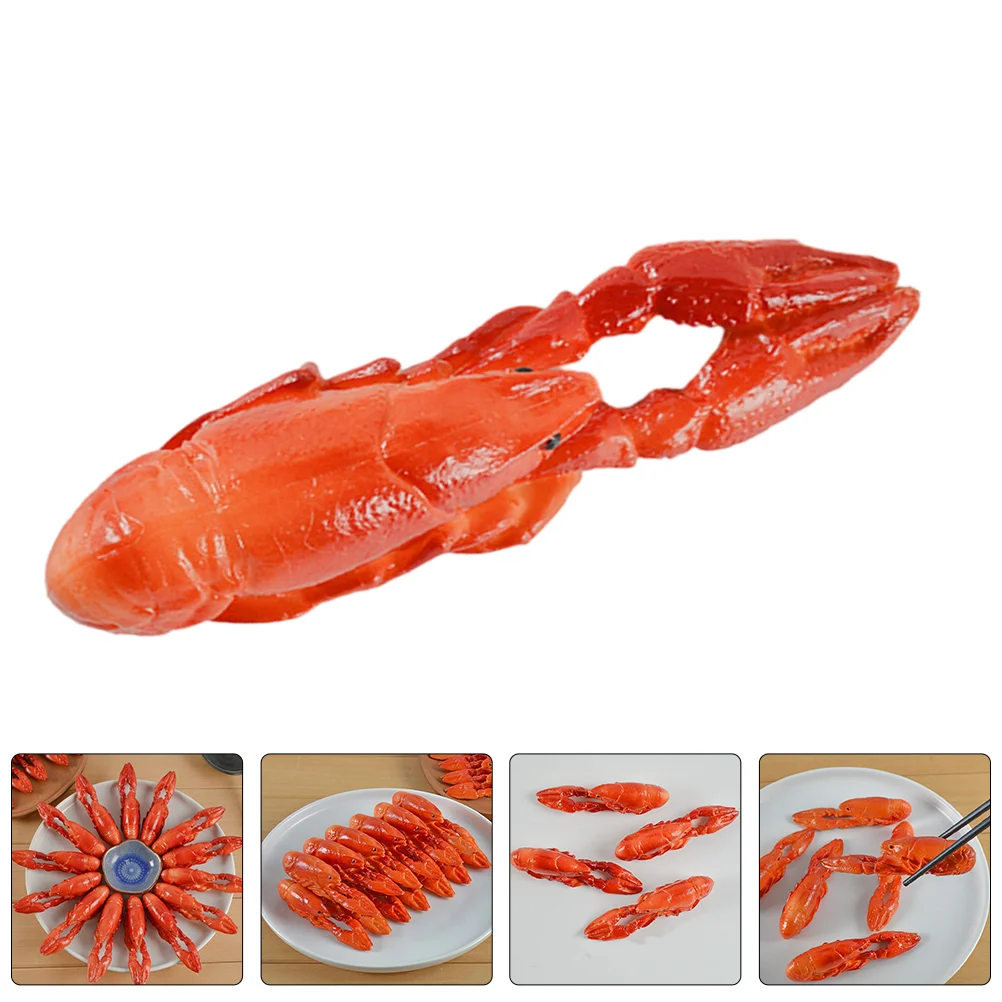4 Pcs Simulated Crayfish Animal Figurines Decor Fake Lobster Toys Realistic Figures Food Large Decoration Simulation