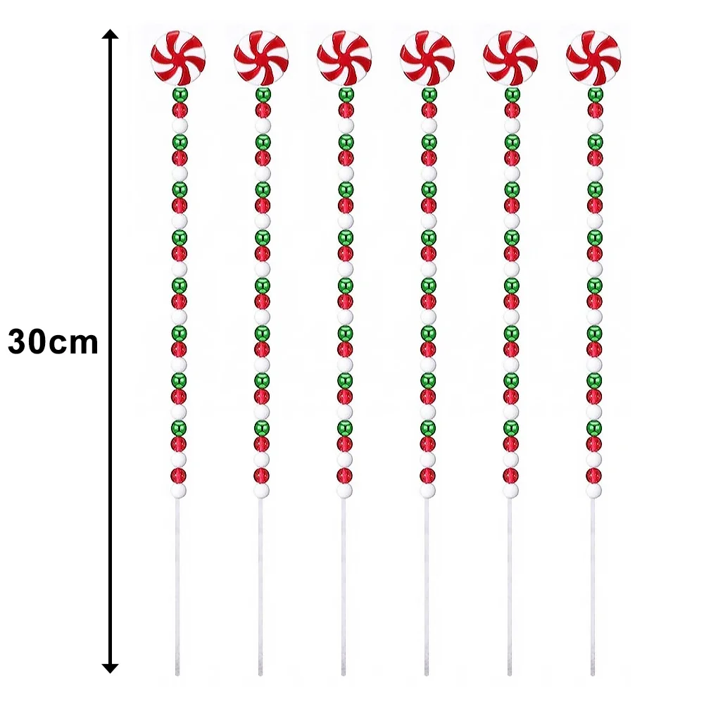 thumbnail image 1 of Decoración para árbol de Navidad, campanas de caramelo rojas y blancas, cuentas, ramas rizadas, adornos navideños, guirnalda, jarrón, decoración para el hogar, oficina, regalo para fiesta, 1 of 5