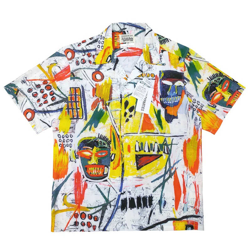 

Fashion Graffiti WACKO MARIA Hawaiian Shirts Men Women High Quality Short Sleeve Casual Summer Tee Streetwear Buttons Tops