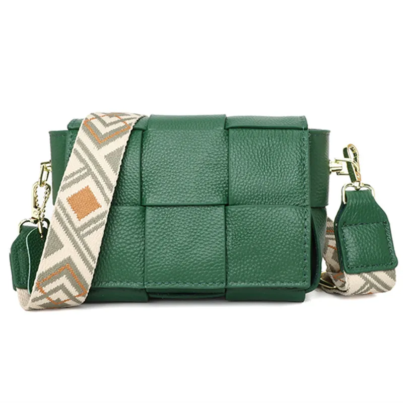 

100% Cow Leather Luxury Weave Women Handbag New Genuine Leather Shoulder Crossbody Bag Female Solid Color Messenger Fashion Tote