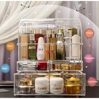 Professional Large Cosmetic Makeup Organizer Dust Water Proof Cosmetics Storage Display Case with Drawers 2