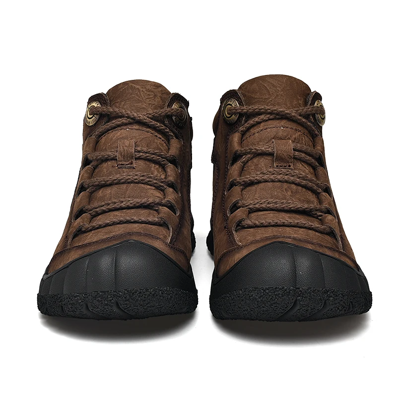 Luxury Outdoor Men's Boots Genuine Leather Casual Shoes Motorcycle Warm Winter Boots for Men Upscale Ankle Shoes