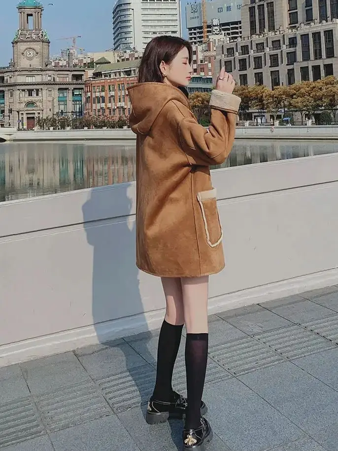 Korean Lambswool Reversible Coat Lazy Wind Jacket Women'S Tide Ins Winter Grain Lamb Wool Version Plus 2023 New